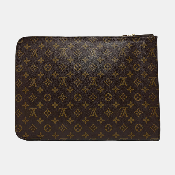 Monogram Coated Canvas Clutch Brown