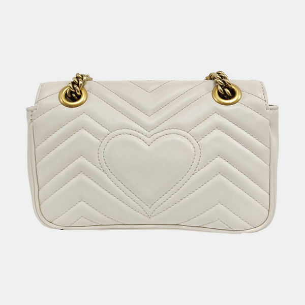 GG Marmont Small Quilted Calfskin White