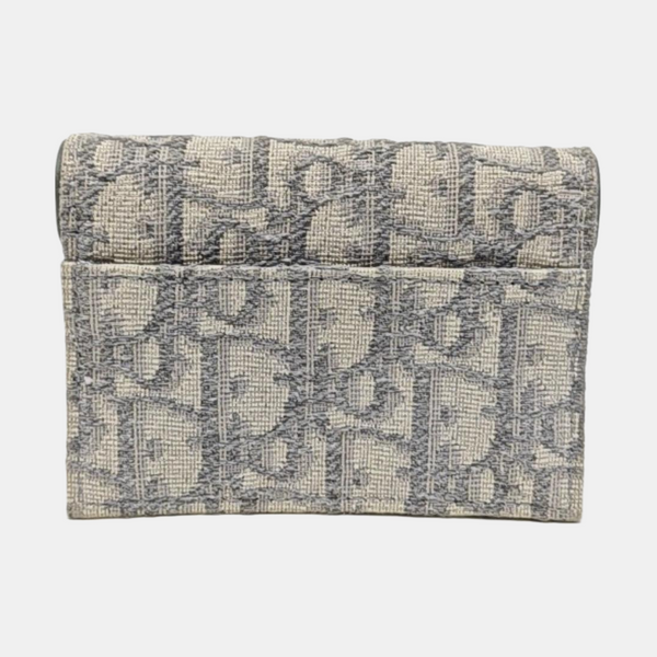 Saddle Mini Oblique Fabric Gray Card Holder