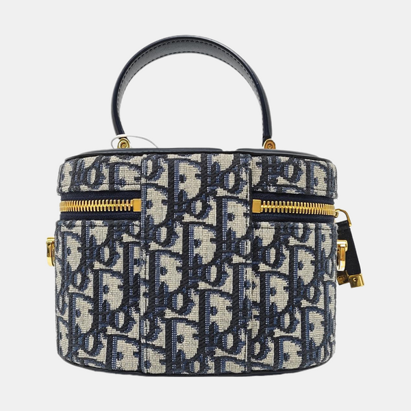 CD Signature Vanity Small Oblique Canvas Blue