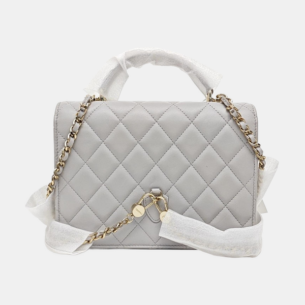Quilted Lambskin Backpack Gray