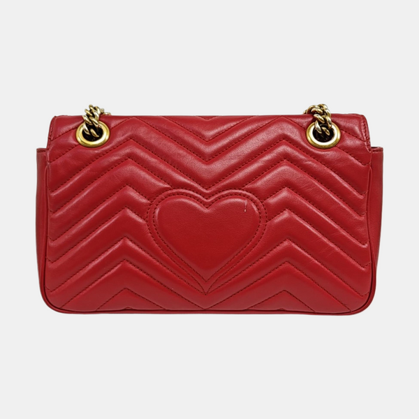 GG Marmont Medium Quilted Calfskin Red