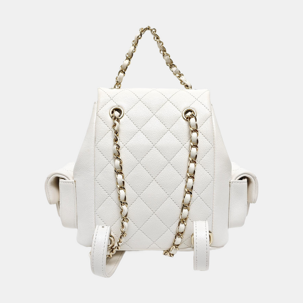 Quilted Grained Calfskin Small White
