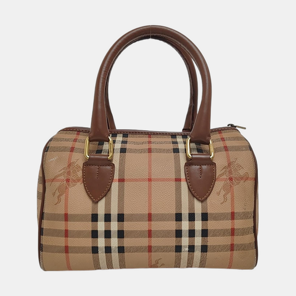 Coated Canvas Top Handle Bag Beige