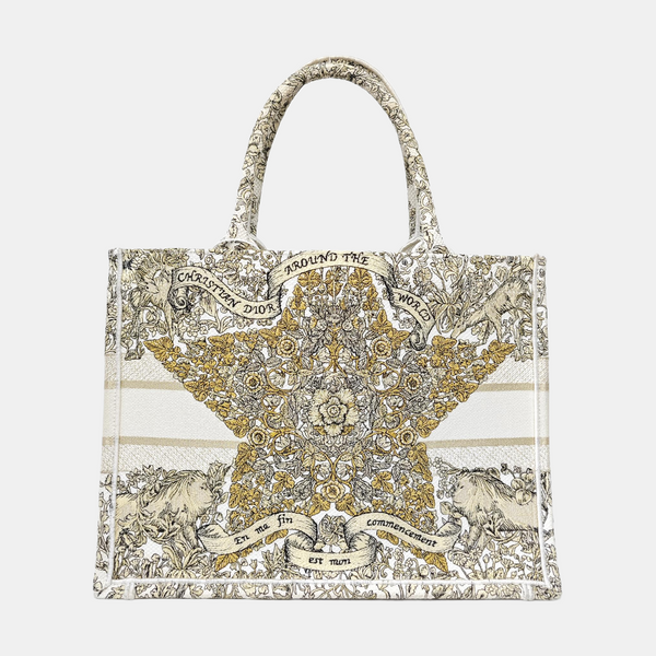 Book Tote Medium Fabric Beige