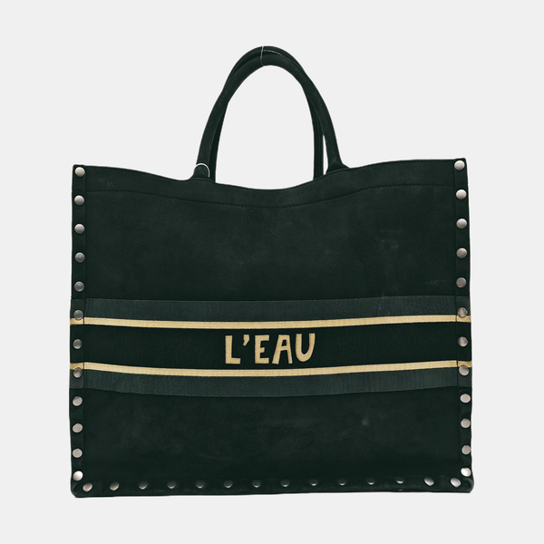 Book Tote Large Suede Green