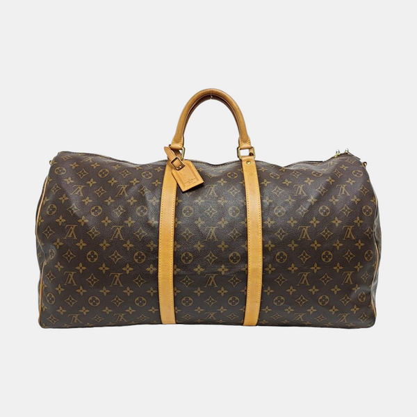 KEEPALL 60 Monogram Coated Canvas Brown