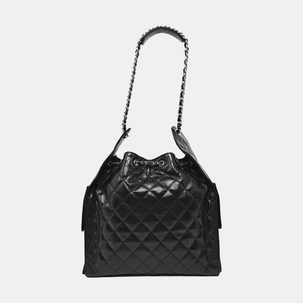 CHANEL 25 Medium Quilted Calfskin Black