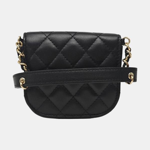 Quilted Lambskin Belt Bag Black