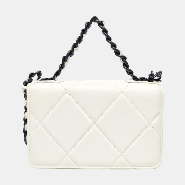 CHANEL 19 Small Quilted Lambskin White