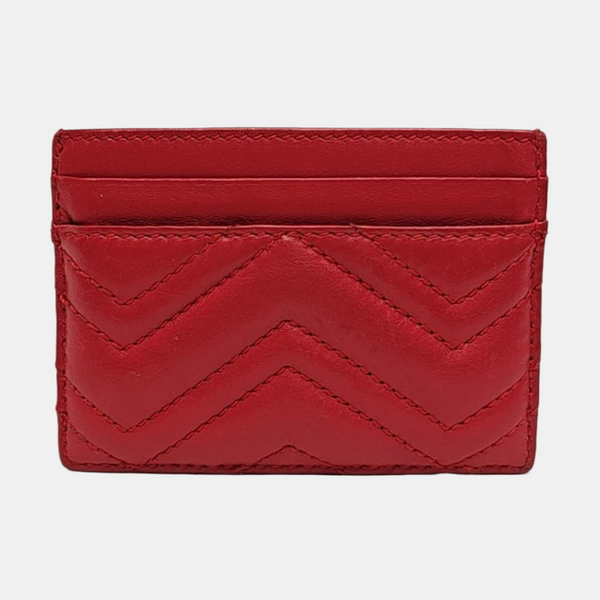 Authenticated pre-owned GG Marmont Quilted Calfskin Red Card Holder - Card Holder at Looply