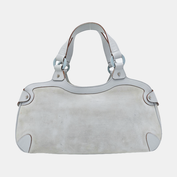 Suede Top Handle Bag Blue