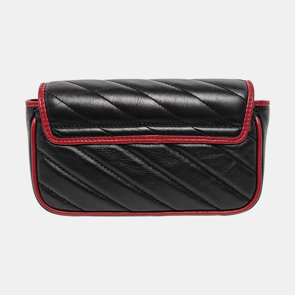GG Marmont Super Mini Quilted Calfskin Black