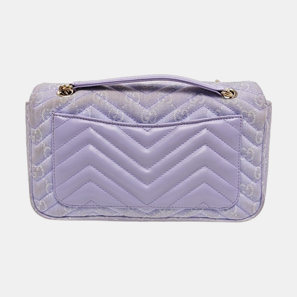 GG Marmont Medium Quilted Denim Purple