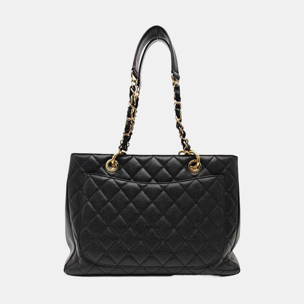 CHANEL GST Large Quilted Grained Calfskin Black