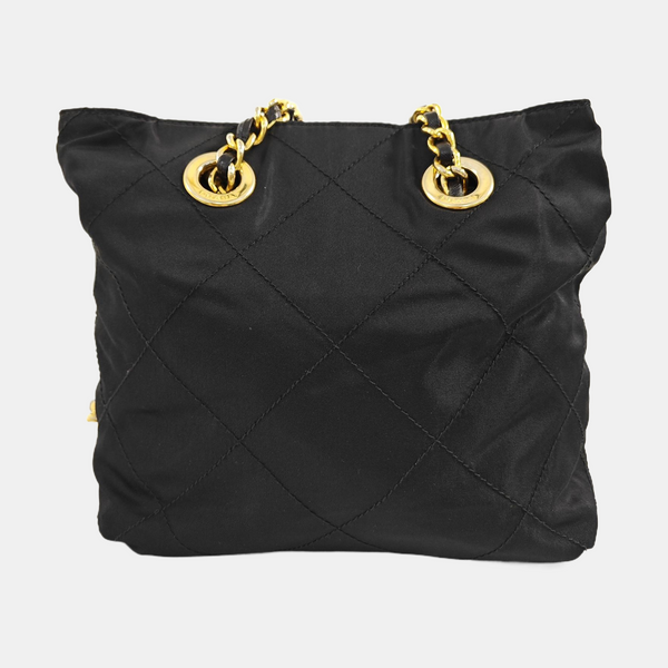 Quilted Nylon Shoulder Bag Black
