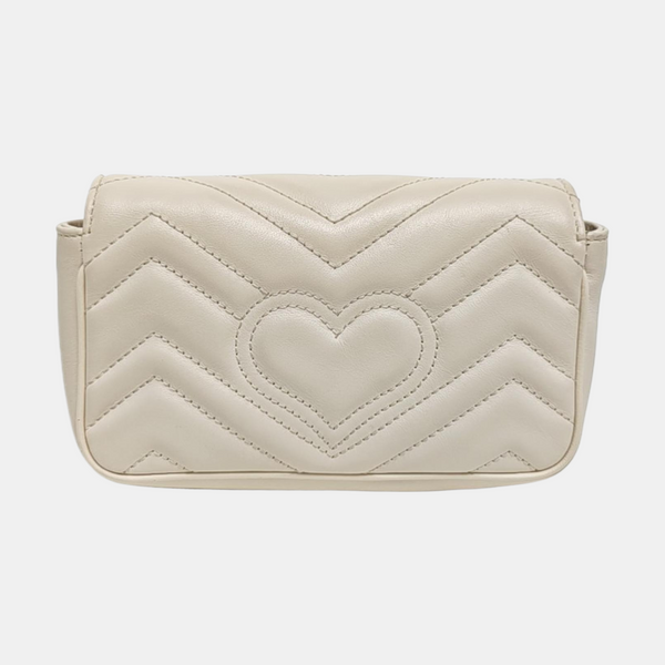 GG Marmont Mini Quilted Calfskin White