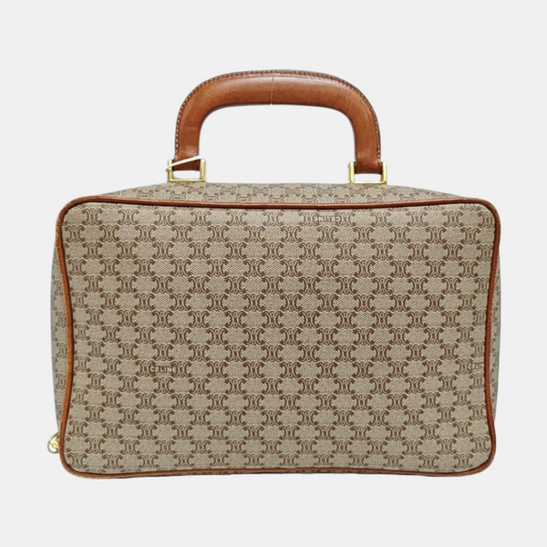 Coated Canvas Top Handle Bag Brown