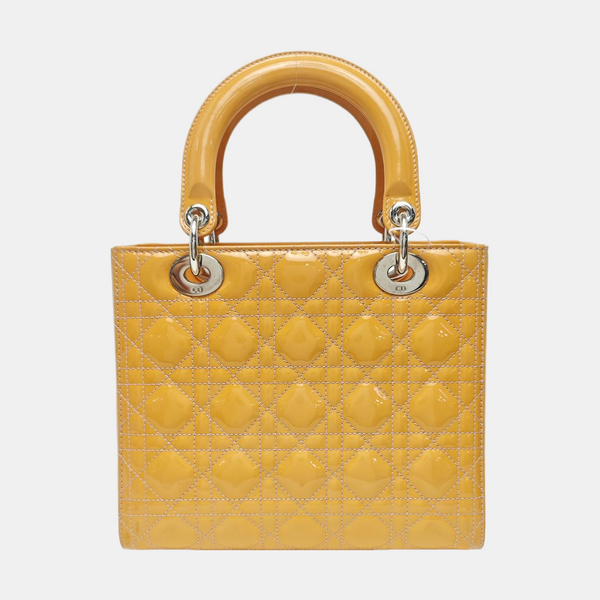 Lady Dior Medium Cannage Patent Leather Yellow