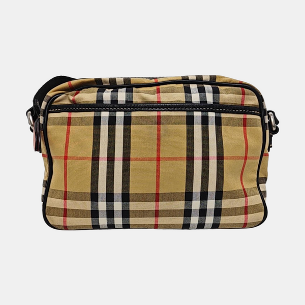 Bolso de hombro de lona pequeño beige