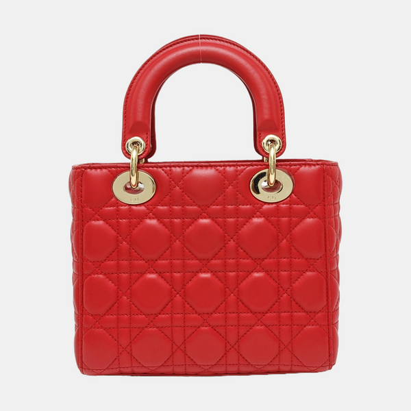 Authenticated pre-owned Lady Dior Quilted Lambskin Red - Tote Bag at Looply