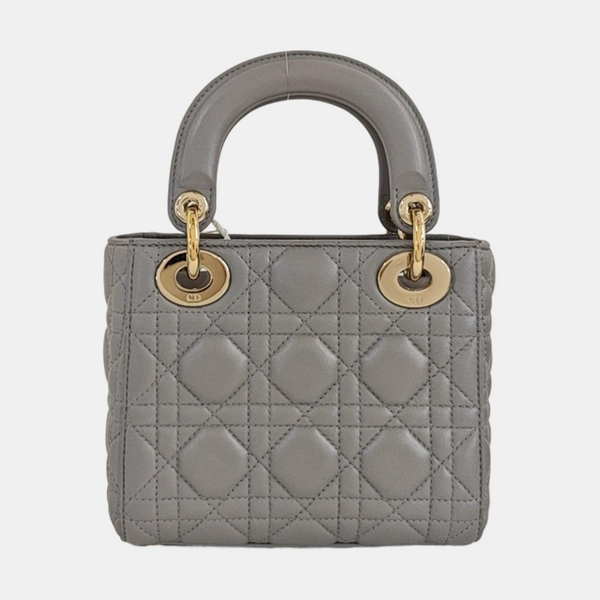 Lady Dior Mini Cannage Lambskin Silver