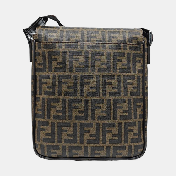 Coated Canvas Shoulder Bag Brown