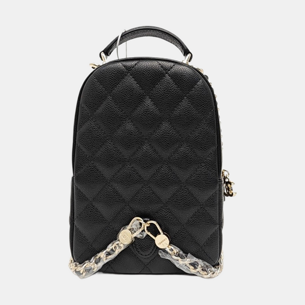Quilted Grained Calfskin Backpack Mini Black