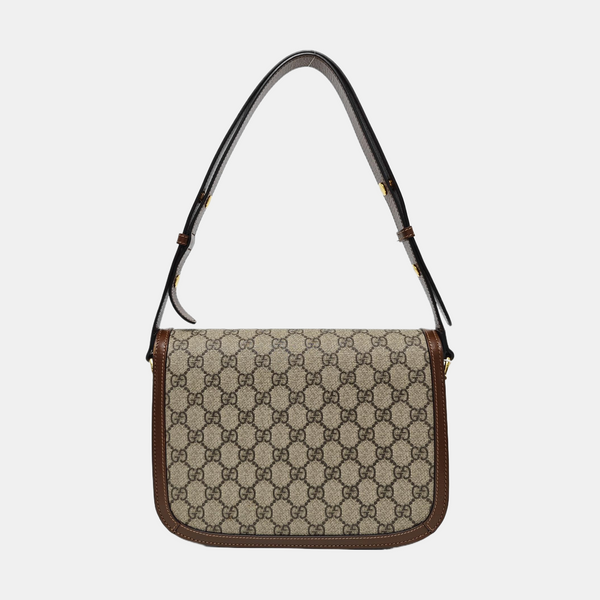 Horsebit 1955 Medium Monogram Coated Canvas Beige