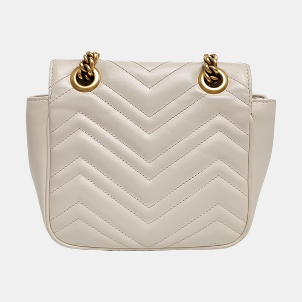 GG Marmont Mini Quilted Calfskin White