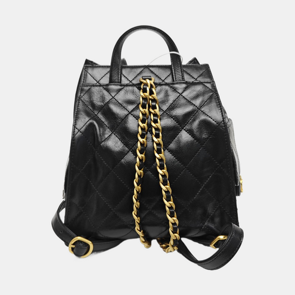 Quilted Calfskin Backpack Black