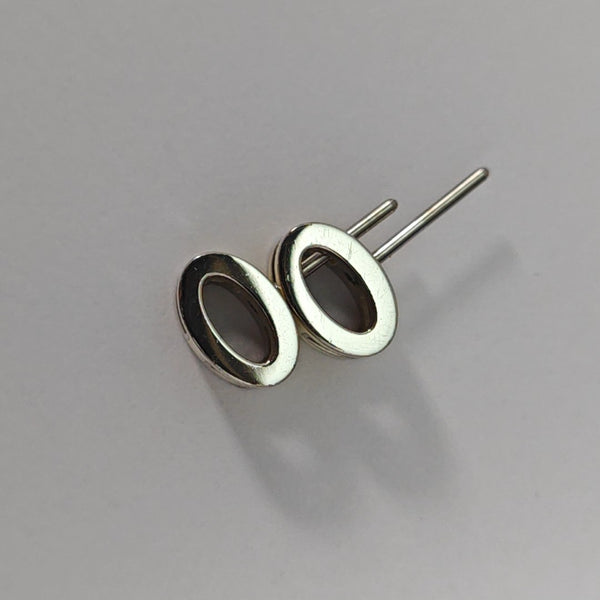 Pop H Metal Silver Stud Earrings