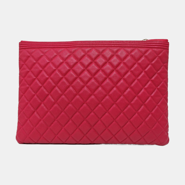BOY CHANEL Large Quilted Calfskin Pink