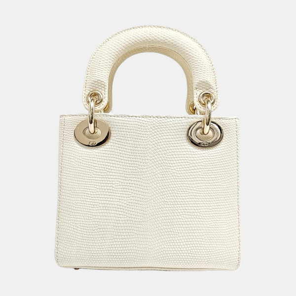 Lady Dior Mini Lizard White