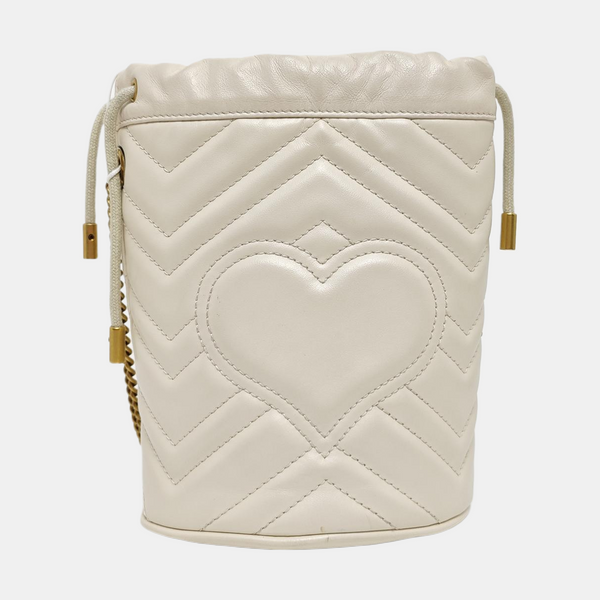 GG Marmont Mini Quilted Calfskin White