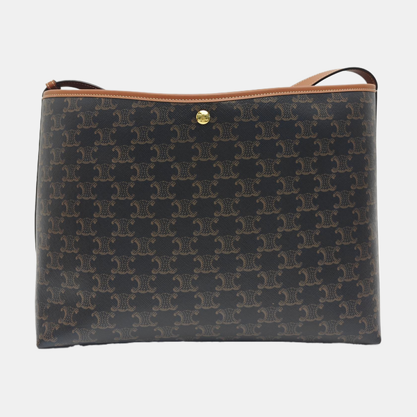 Coated Canvas Shoulder Bag Brown