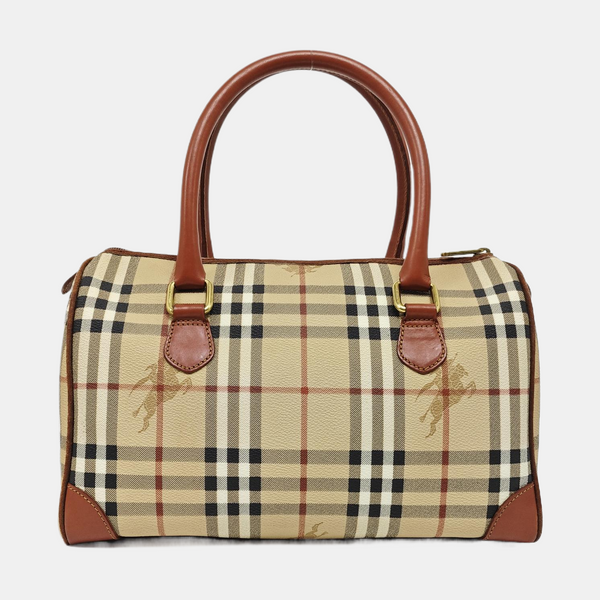 Coated Canvas Top Handle Bag Beige