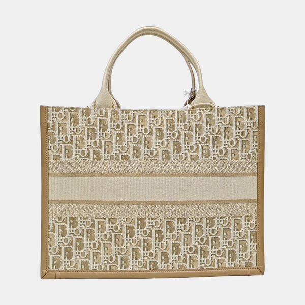 Book Tote Medium Oblique Canvas White