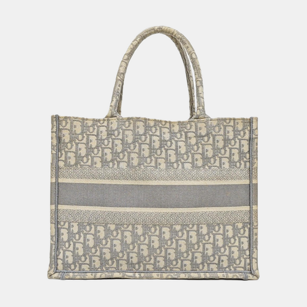 Book Tote Medium Oblique Canvas White