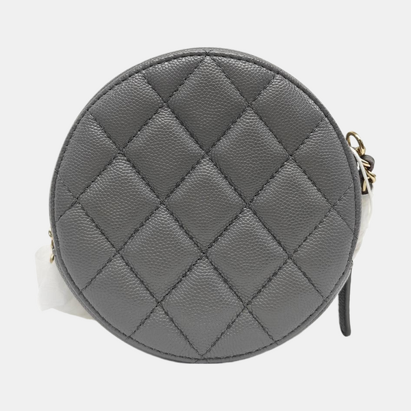 ROUND Quilted Grained Calfskin Gray