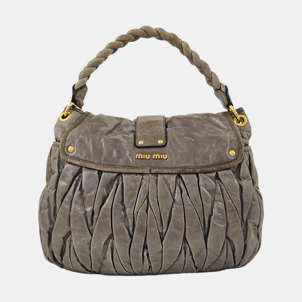 Miu Coffer Quilted Calfskin Green