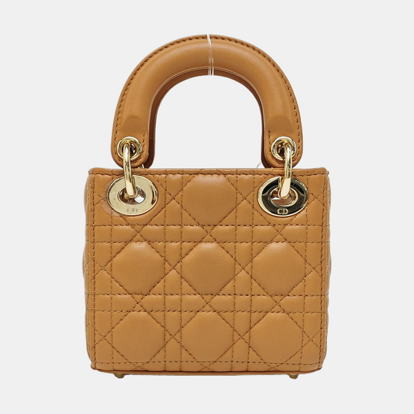 Lady Dior Super Mini Cannage Lambskin Brown