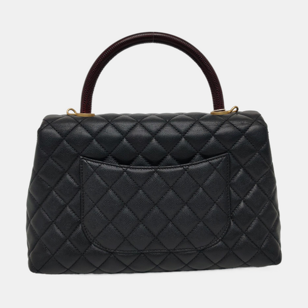 COCO HANDLE Medium Quilted Grained Calfskin Black