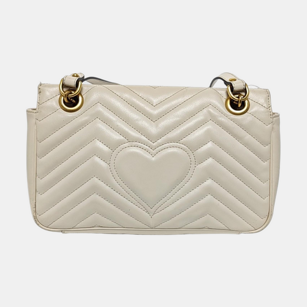 GG Marmont Medium Quilted Calfskin White