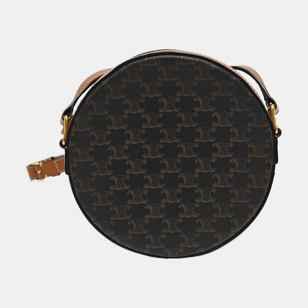 Authenticated pre-owned TRIOMPHE ROUND Coated Canvas Brown - Shoulder Bag at Looply