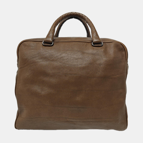 Leather Top Handle Bag Brown