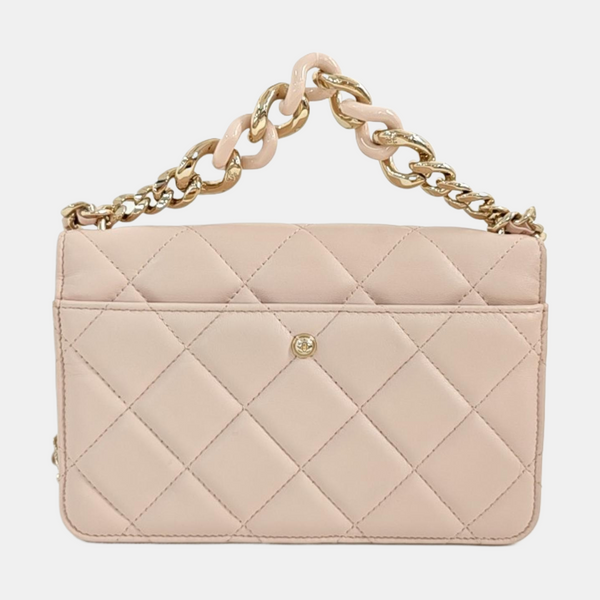 Quilted Lambskin Shoulder Bag Pink