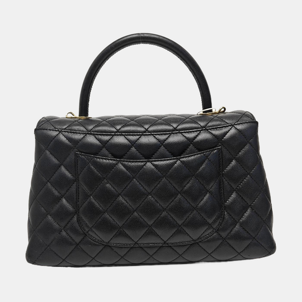 COCO HANDLE Medium Quilted Grained Calfskin Black