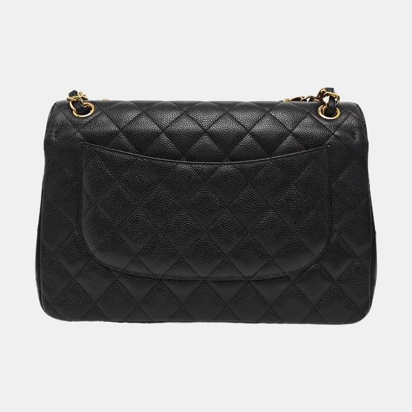 CLASSIC FLAP Jumbo Quilted Grained Calfskin Black