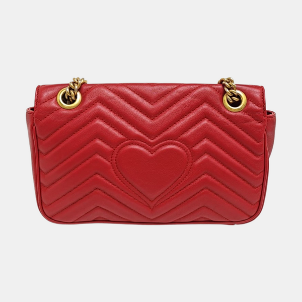GG Marmont Medium Quilted Calfskin Red